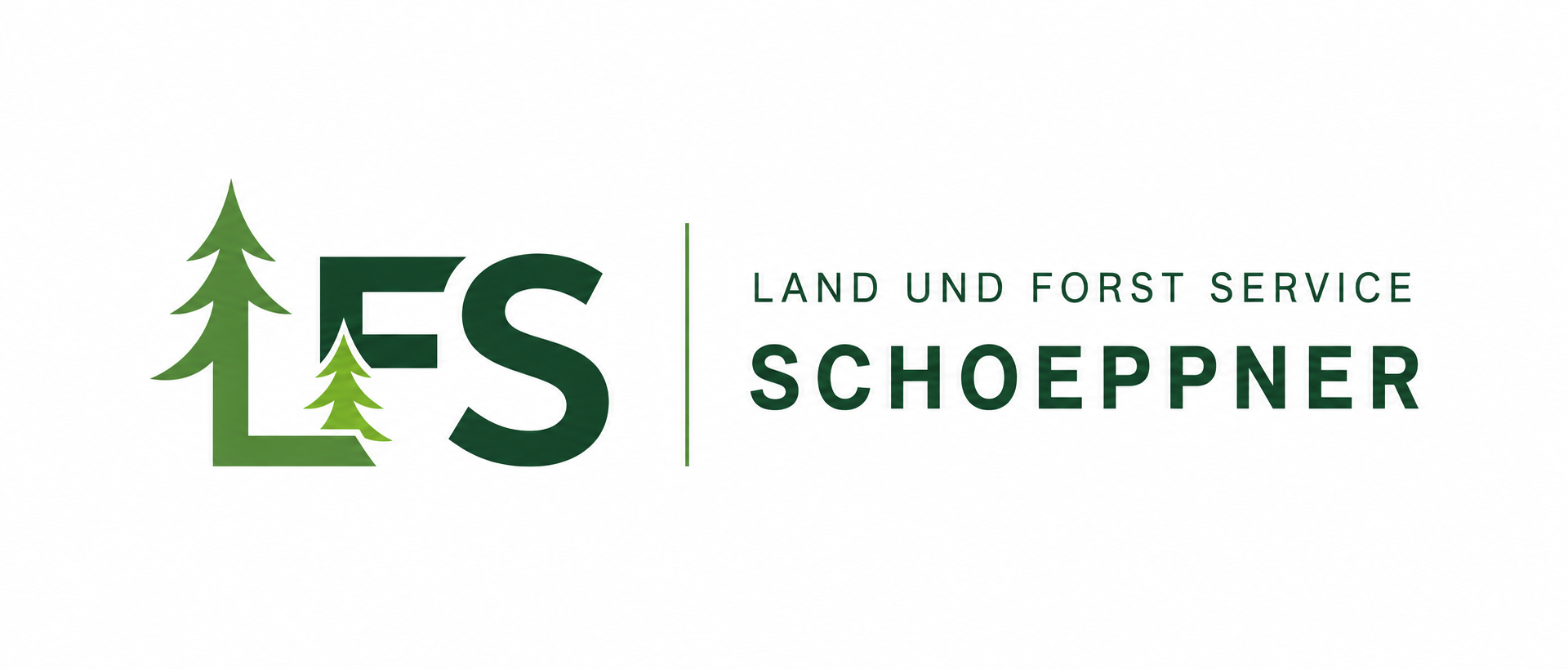 LFS mit zwei integrierten grünen Tannen – Land und Forst Service Schoeppner